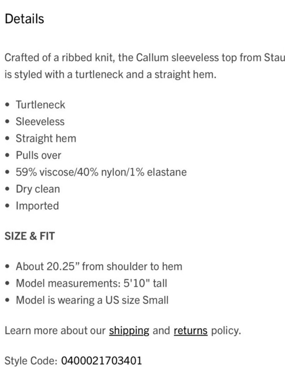 STAUD Callum Black Sleeveless Ribbed Turtleneck Tank - Picture 4 of 4